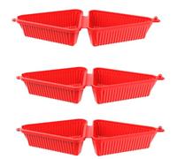Toheitian Caja Triangular de Silicona para Tartas, 3 Unidades, para Crepes, Sándwiches, Reutilizable, para Repostería y Repostería, Color Rojo.
