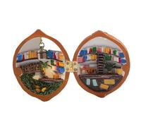 Toheitian Casa de MuñEcas de Concha de Nogal, Mini Biblioteca de Casa, Casa de MuñEcas de Concha de Nogal Hecha una Mano, Escena Secreta 3D de Nuez de Resina, Miniatura de Resina,A