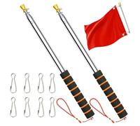 Toheitian de Bandera Telescópica de 3 Metros, Retráctil y de Mano con 4 Clips y Antideslizante para Eventos de Guía de Campamento.