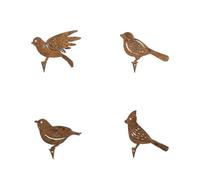 Toheitian Decoración de Pájaros Oxidados, Estatuas de Pájaros de Metal, Pátinas Realistas, Adornos de Jardín de Pájaros de Metal, Silueta, Decoración de Valla de JardínB