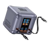 Toheitian Estación de Carga USB Tipo C de 300W con Cable Retráctil, Cargador de 6 Puertos R2LB, Enchufe EU.