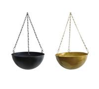 Toheitian Jardinera Colgante Decorativa de Interior, Decoración Artística de Metal, Cesta Colgante Suculenta, Accesorio de Jardín, Negro Grande + Dorado Grande