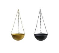 Toheitian Jardinera Colgante Decorativa de Metal para Interiores, Decoración Artística, Cesta Colgante para Suculentas, Accesorio de Jardín, Pequeña en Negro y Pequeña en Dorado