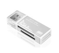 Toheitian Lector de Tarjetas USB 2.0 4 en 1 Adaptador de Memoria Multi Lector de Tarjetas/T-Flash/M2/MS Adaptador Plata