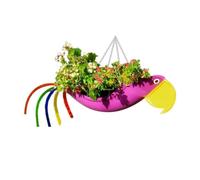 Toheitian Maceta de Metal Exquisita Forma de Pájaro Maceta de Loro Colorida Maceta Colgante Maceta Decorativa de Jardín,L,A