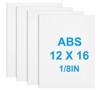 Toheitian Paquete de 4 Hojas de Plástico ABS 12" X 16" X 1/8" 3MM Panel de Plástico ABS Moldable para Manualidades, DIY, Señales