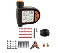 Toheitian Set de Riego Inteligente con Temporizador de Jardín de 30 M y 1/4", Resistente Al Agua IPX5, Controlador de Riego Automático con Pantalla LCD