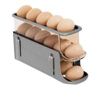 Toheitian Soportes para Huevos Plegables de 3 Niveles,Soporte para Huevos con Ruedas para Refrigerador,Bandeja de Almacenamiento de Huevos con Ruedas Automática,Bandeja para Huevos Gris
