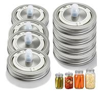 Toheitian Tapas de Fermentación Acero Inoxidable - Sello Seguro, 8 Uds | Borde de sellado engrosado fugas incluso si los frascos se mueven o inclinan.