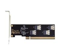 Toheitian Tarjeta Adaptadora de Expansión PCI-e 3.0 4.0 X16 A SFF-8654 4i de 4 Puertos. Tarjeta PCIe Dividida para Placa Base A Disco NVMe de Cuatro Puertos VROC.