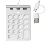 Toheitian Teclado Numérico Mini con Cable, Teclado Contable con 3 Puertos USB 2.0 para Cajeros de Banco, Portátil.