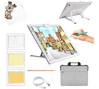 TOHETO A3 Recargable Mesa de Luz Para Calcar con Bolsa,Soporte Plegable, Mesa de Luz Dibujo Tableta de Luz, LED Tableta de Luz Dibujo con Brillo Ajustable para Bocetos Diseño Diamante Pintura (Blanco)