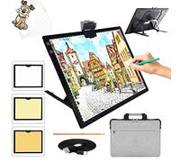 TOHETO A3 Recargable Mesa de Luz Para Calcar con Bolsa,Soporte Plegable, Mesa de Luz Dibujo Tableta de Luz, LED Tableta de Luz Dibujo con Brillo Ajustable para Bocetos Diseño Diamante Pintura (Negro)