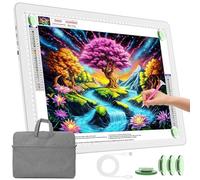 TOHETO Mesa luminosa A3 con bolsillo para pintura de diamantes, caja de luz recargable ultrabrillante para dibujar, almohadilla de luz LED recargable para trazar, placa de luz inalámbrica (blanco)