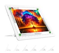 TOHETO Tablero de luz recargable A4 con soporte, almohadilla magnética superbrillante con botones laterales, caja de luz inalámbrica para trazar y dibujar, mesa de luz LED inalámbrica para pintura de