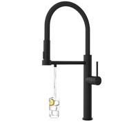 Tohlar Grifo de cocina de 3 vías, grifo de filtro de agua negro 3 en 1, grifos de fregadero de cocina con salida filtrada de agua potable, grifo mezclador de cocina monomando 360° giratorio, grifo de