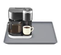 TOHONFOO Tapete de café de silicona con labio, 19.7 x 15 pulgadas, tapete de bar resistente, bandeja de café para encimera que se ajusta debajo de la máquina de café espresso, color gris
