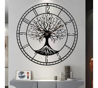 TOHOOYO Gran Árbol de la Vida Reloj de Pared de Metal Negro Grande, Decoración del Hogar Sala de Estar con Números Silencioso Moderno de Medio Siglo