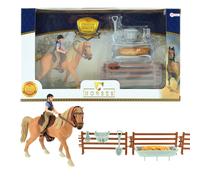 Toi Toys Caballo Marrón Con Jinete Y Accesorios Caballo Establo Cerca