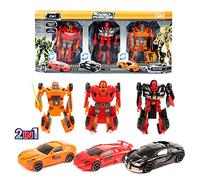 Toi-Toys Roboforces Transformers - Juego de 3 transformadores de Coches de Juguete, Figuras de Juego, Figura de acción, Regalo para niños a Partir de 3 años, 20 cm