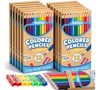 Toidgy 168 lápices de colores para niños, 14 paquetes de lápices de colores a granel más 14 sacapuntas, 12 colores, lápices de colores preafilados para adultos, suministros de regreso a clases para