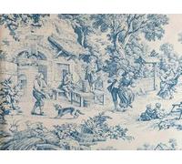 Toile De Jouy - Tela al metro | Varios colores disponibles | Made in Italy | 100% algodón | Altura 180 cm (1 metro x 1,80 m altura, azul papel de azúcar)