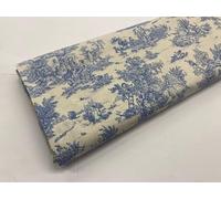 Toile De Jouy - Tela popelina 100% algodón para decoración y trabajo - 1 m x 150 cm (azul)