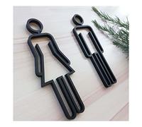 Toilet Door Sign,Unisex Toilet Door Sign,ABS Bathroom Symbol Adhesive Backed Door Signs Male And Female For Hotel Office Home Restaurant(Color:Black)(Color:Black) (Color : Black)