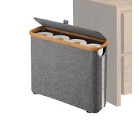 Toilet Paper Basket - Foldable Roll Storage Organizer for Bathroom Lavatory Home Living Laundry | Rattan Style Flexible Frame Lid Cover Handle Portable Space Saving Storage Holder Set