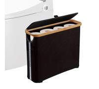 Toilet Paper Basket | Free Standing Foldable Organizer | Toilet Roll Storage Basket with Lid and Handle | For Up To 12 Rolls Home Bathroom Living Room Laundry Room