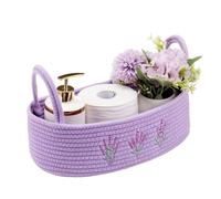 Toilet Paper Basket, Woven Cotton Rope Storage Bin with Carry Handles | Soft Woven Cotton Durable Construction Easy Carry Handles Keeps Bathroom Essentials Neat For Restroom Shelf Floor Farmhouse