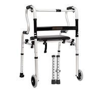 Toilet Safety Frames, Lightweight Aluminium Elderly Walker with Seat, Folding Walking Frame Wide Walking Assist Walker with Adjustable Height VBTJWRFE