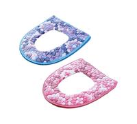 Toilet Seat Covers Cushion Bathroom Warm Skin-Friendly Four Seasons Available Zipper Easy to Fit Washable and Reusable 2 pcs (Blue+Pink)