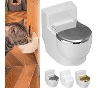 Toilet-Shaped Cat Water Bowl, Toilet Water Bowl for Cats, Nolvety Wall-Mounted Detachable Pet Water Dispenser with Stainless Steel Inner Bowls for Your Cat Drink More (Sliver)