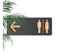 Toilet Sign - Bathroom sinage decorations| Black Adhesive Directional Board, Decorative Restroom Signage for Restaurant, Laundry, Hotel, Mall, Public, Indoor, Facilities Decorations