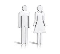 Toilet Signs Of Male And Female Symbols,12cm Toilet Signs Door Plate Silver Women Men Adhesive