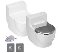Toilet Water Bowl for Cat, Wall-Mounted Toilet-Shaped Cat Bowl, Toilets Shaped Pet Water Dispenser, Stainless Steel Insert Non-Spill, Easy Clean, Let Your Cats Drink More Waters (White+Silver)