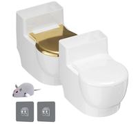 Toilet Water Bowl for Cat, Wall-Mounted Toilet-Shaped Cat Bowl, Toilets Shaped Pet Water Dispenser, Stainless Steel Insert Non-Spill, Easy Clean, Let Your Cats Drink More Waters (White+Gold)