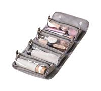 Toiletry Bag Women, Makeup Organizer Travel, Foldable Organize with 4 Compartments, Women Make Up Boxes, 24x14x12cm Black and Gray, Cosmetic Kit Box for Vacation, and Daily Use, Gris, riferimento