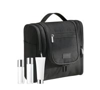 Toiletry Travel Bag, Waterproof Makeup Organizer, Spacious Cosmetic Case, Unisex Travel Pouch, Multi Compartment Storage, Portable Hygiene Kit, Sturdy Polyester Design, 9.45 Inches, Negro,