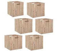 Toilinux.com - Juego de 6 cajas de almacenaje (MDF), diseño de madera 31 cm. Ancho: 31 cm. Color roble natural