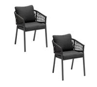 Toilinux.com Oriengo - Sillones de comedor (aluminio y malla trenzada), color gris y gris