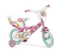 Bicicleta infantil Unicornio con cesta y asiento para muñecas - tamaño 12