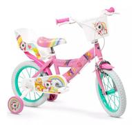 Toimsa: Bicicleta unicornio para niños con cesta y asiento para muñecas - tamaño 14