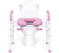 TOIRP Asiento de inodoro elevado con asas, ajuste fácil de ancho y altura para inodoro con brazos, elevadores de asiento de inodoro de 400 libras para personas mayores, discapacitados y embarazadas,