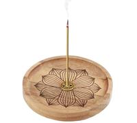 Toivize Quemador de Incienso, Soporte Incienso Loto de Madera, Porta Incienso con Recogedor de Cenizas para Meditación, Yoga y Decoración del Hogar