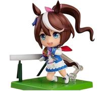 Tokai Teio Figure, Q Version Replacement Face Tokai Teio Figuras de anime móvil 10 cm/3,9 pulgadas hechas a mano PVC Modelo de carácter seguro