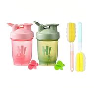 Tokaneit 2 Piezas Botella Deporte Bola Mezcladora, Proteína Shaker, Botella Mezcladora, Vaso Mezclador Proteinas, con Bola Espiral y 2 Cepillo para Botellas Esponja, Prueba de Fugas, para Fitnes