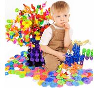 Tokaneit 400 Piezas Bloques de Construcción de Copo de Nieve, Bloques de Construcción para Niños, Juego de Construcción con Elementos de Plástico de Colores