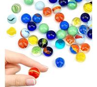 Tokaneit Canicas de Cristal, Coloridas Canicas de Cristal con Ojos de Gato, 80 Canicas de Colores, Canicas de Cristal para Niños, Juego de Canicas, 16 mm, Coloridas, Decoración de Cristal